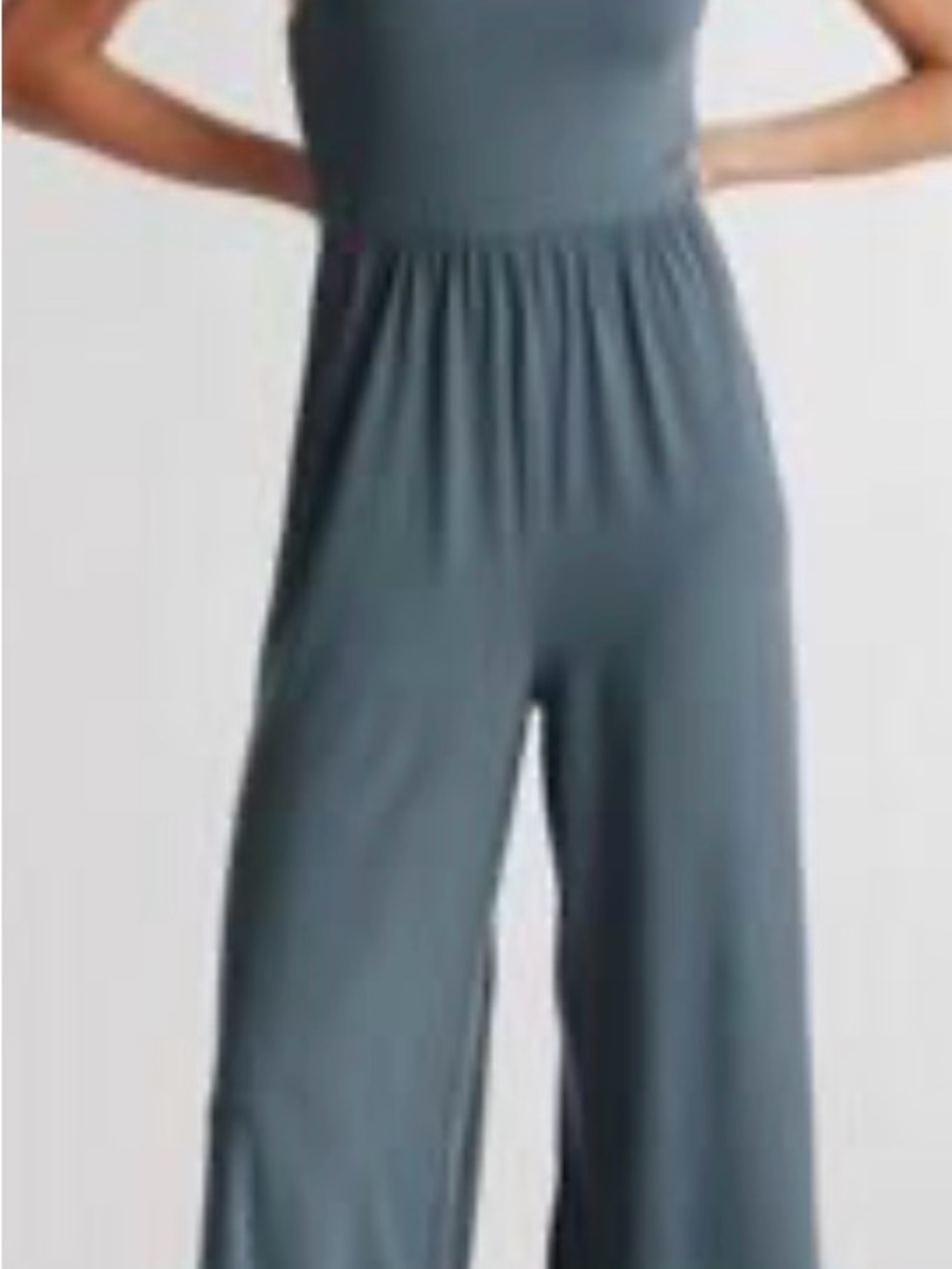 Quince Slate Blue Spaghetti-Strap Maxi Wide Leg Tencel Jersey Jumpsuit